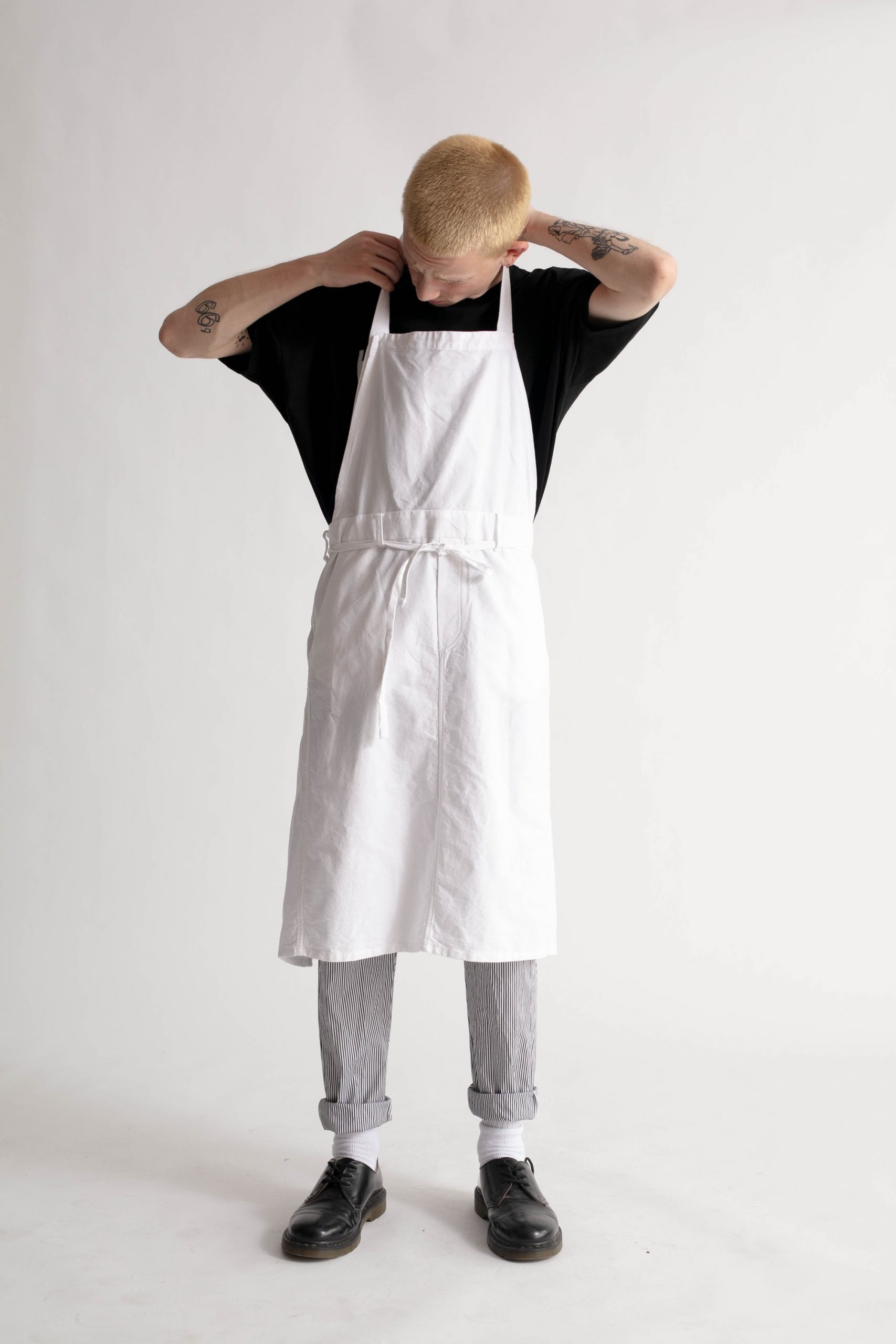 white fancy dress apron